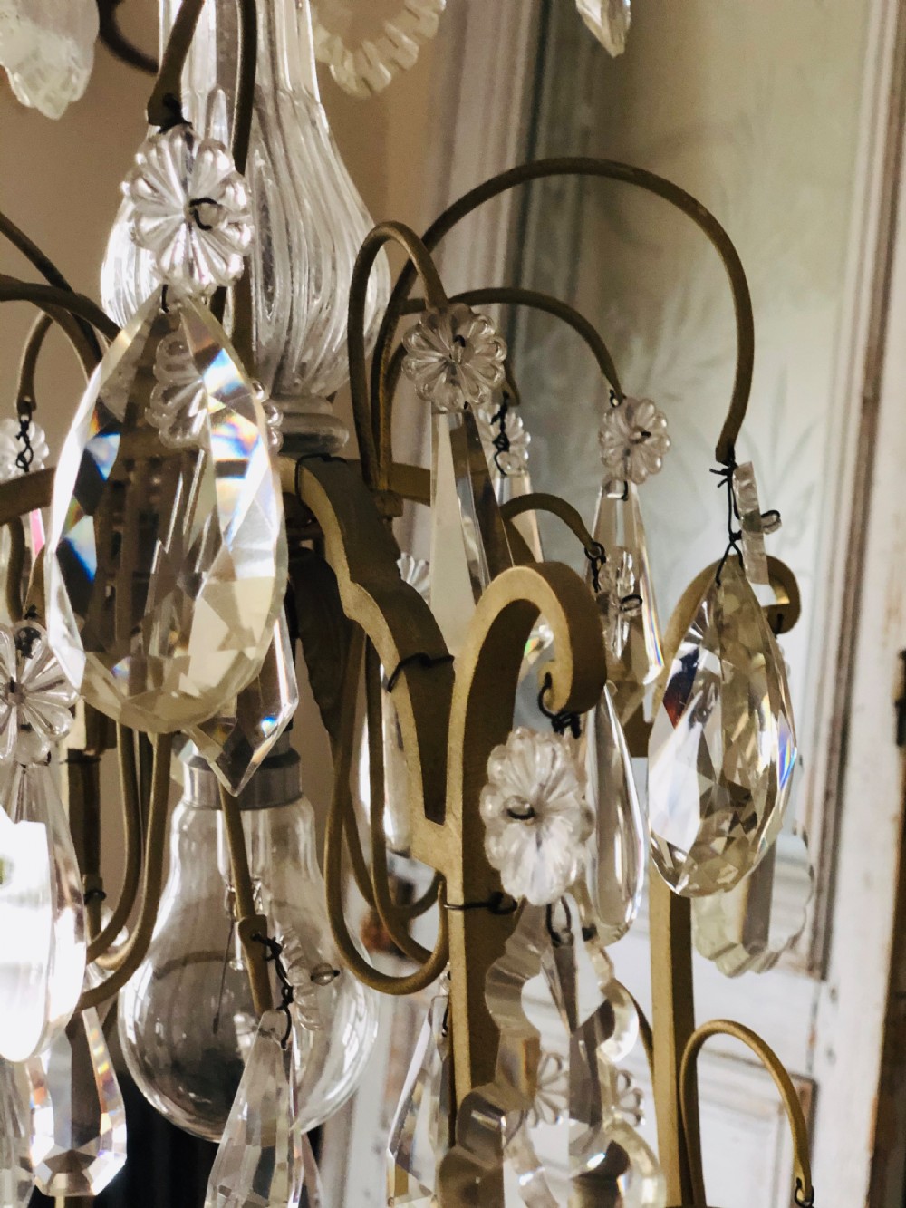 Large 19th century French antique cage chandelier View III