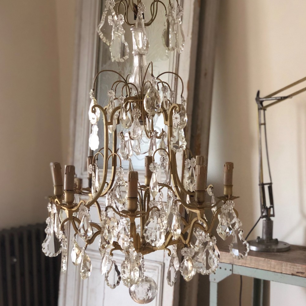 Large 19th century French antique cage chandelier View IV