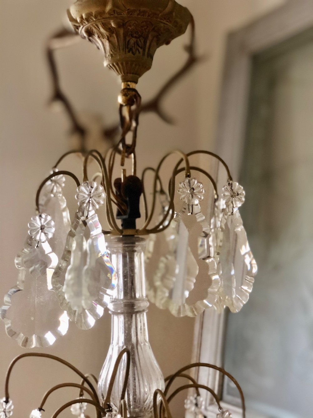 Large 19th century French antique cage chandelier View VIII
