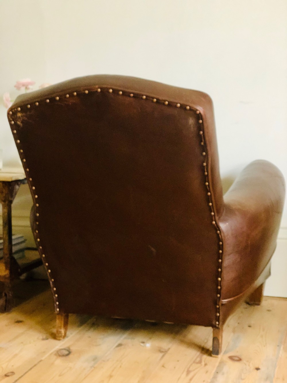 Art Deco French vintage leather club chair c1930 View V