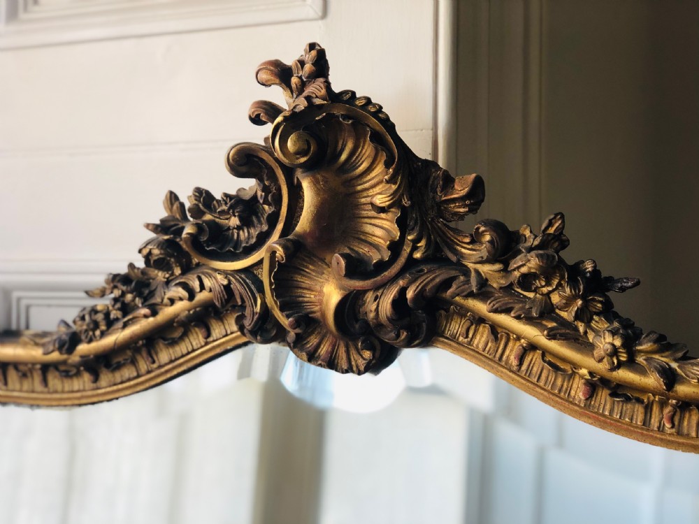 Large antique French gilt Louis XV mirror c1880 View II