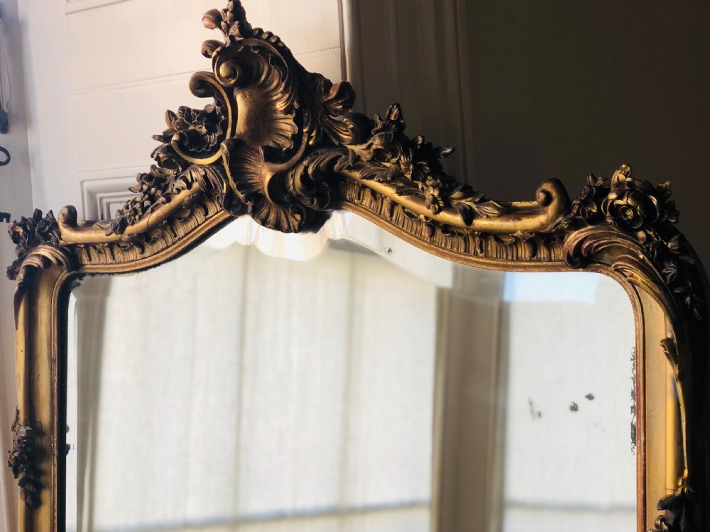 Large antique French gilt Louis XV mirror c1880 View III