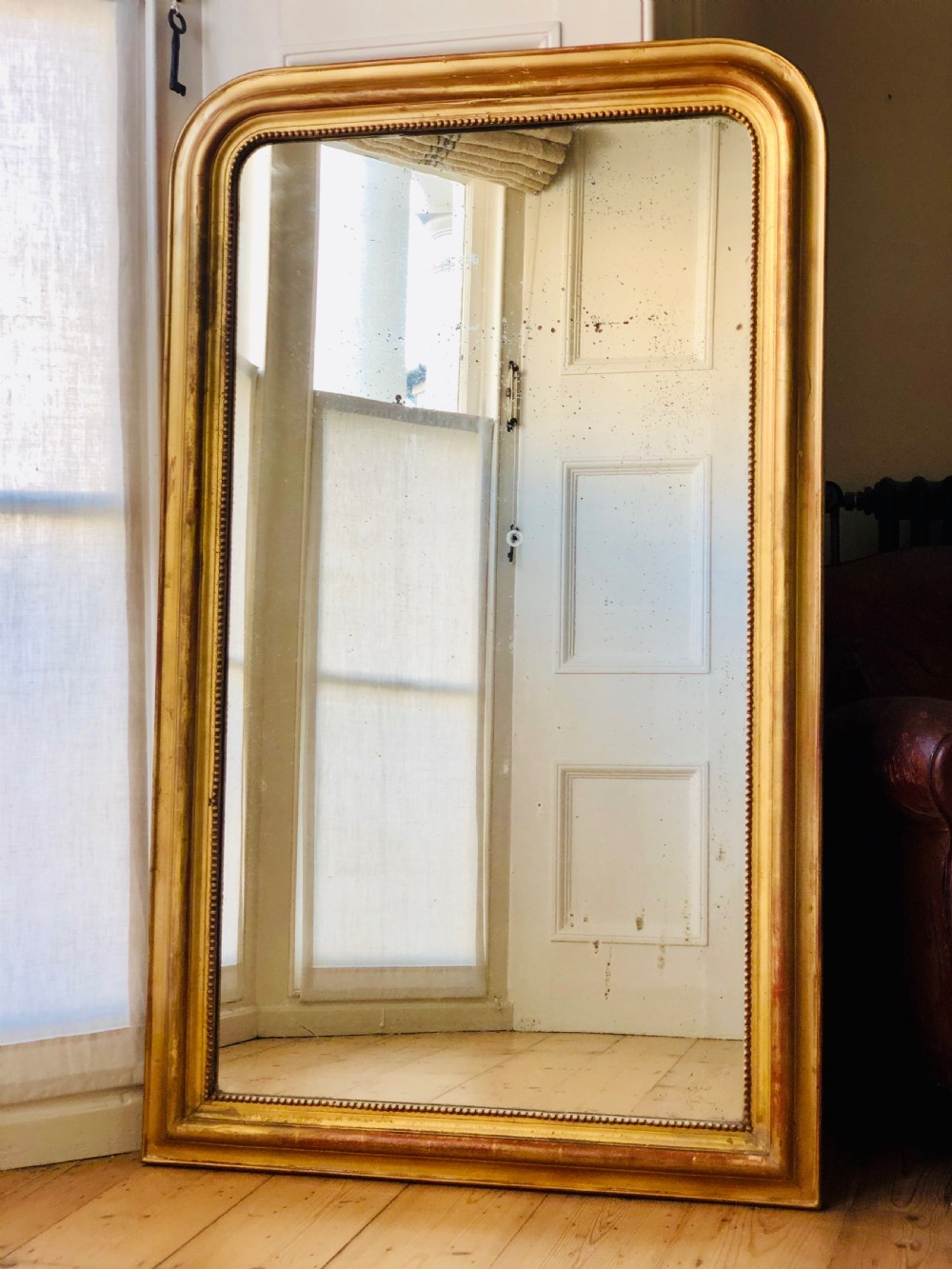 Large antique gilt Louis Philippe mirror c1860 View V