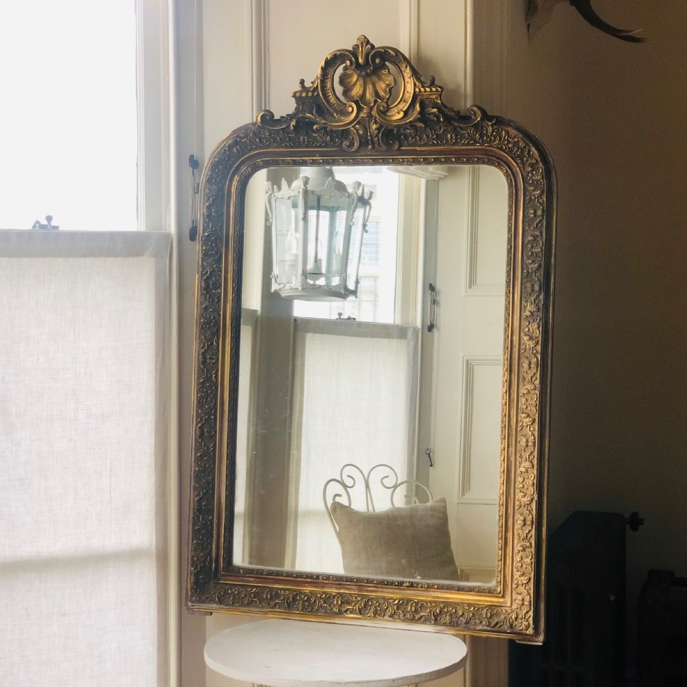 Antique French gilt Louis XV mirror c1880