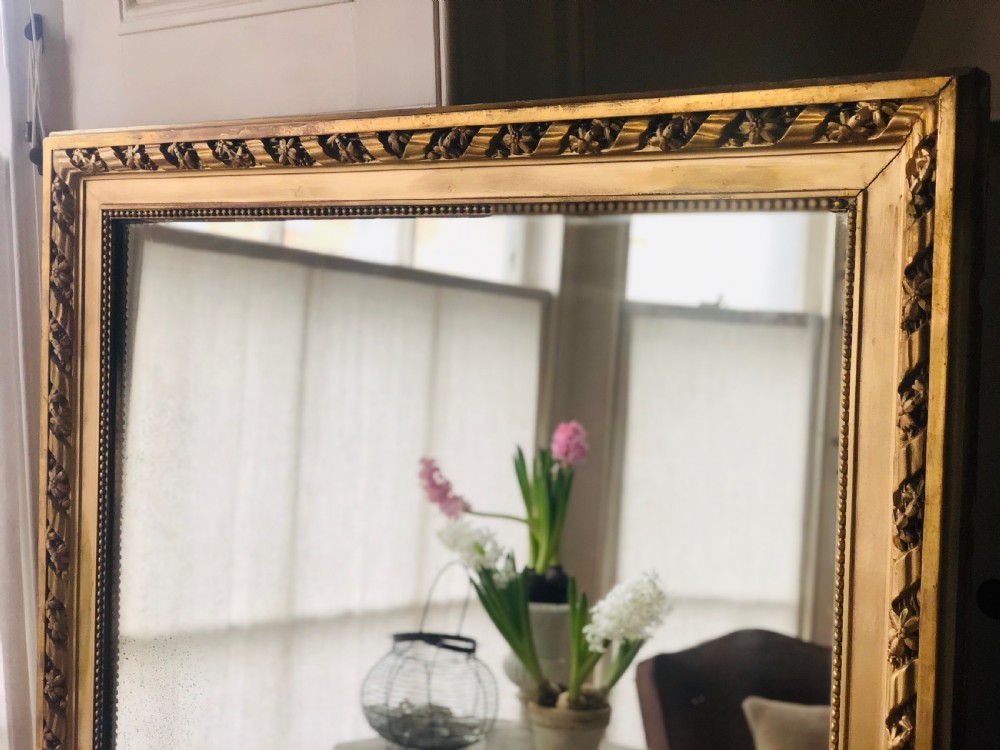 Large Antique French gilt rectangular mirror View III
