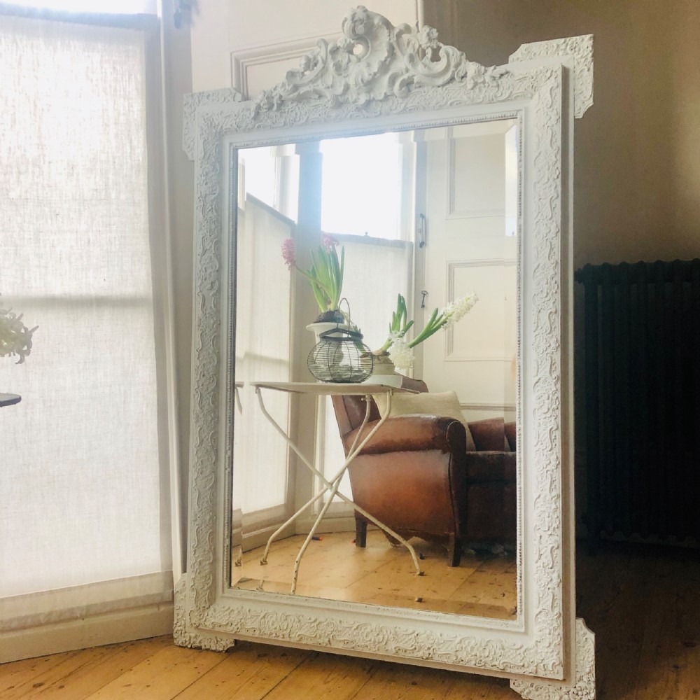 19th century French Louis XV painted mirror - bevelled glass
