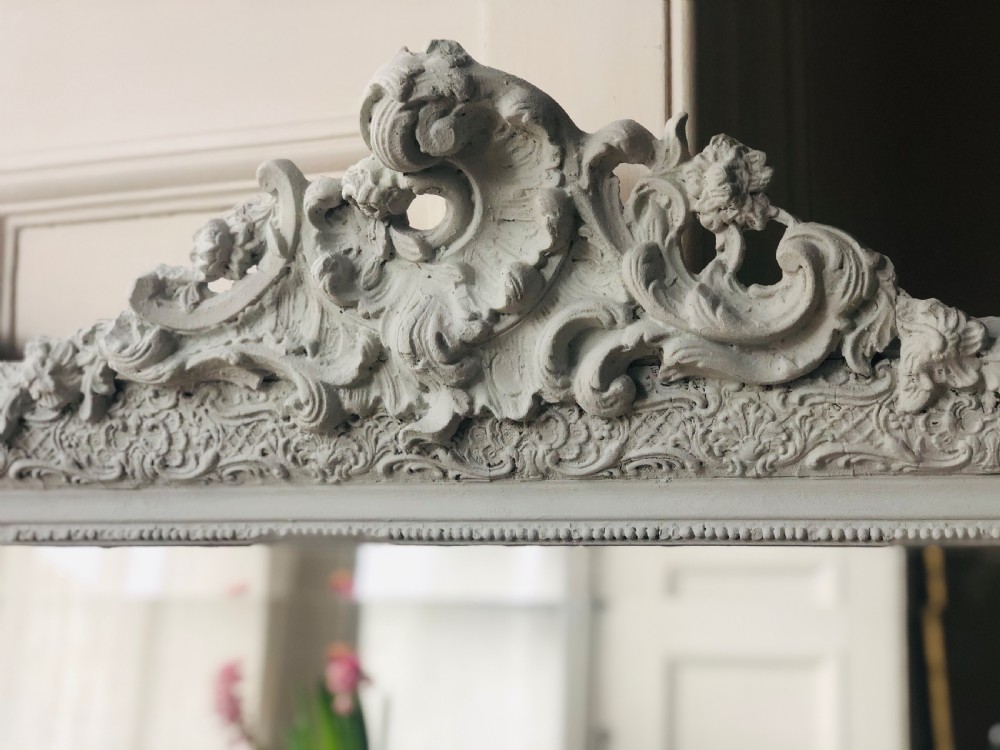 19th century French Louis XV painted mirror - bevelled glass View II