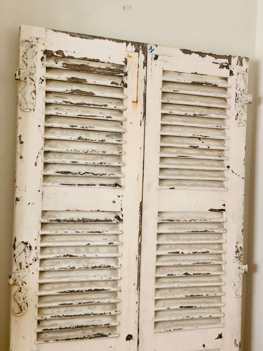 Antique French oak shutters - moustache hinges  View V