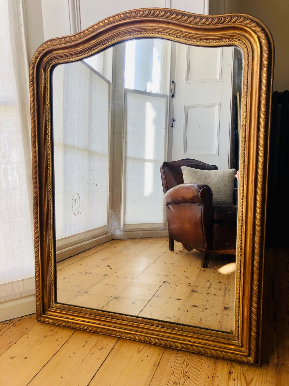 Antique French Louis Philippe gilt mirror c1860 - mercury glass