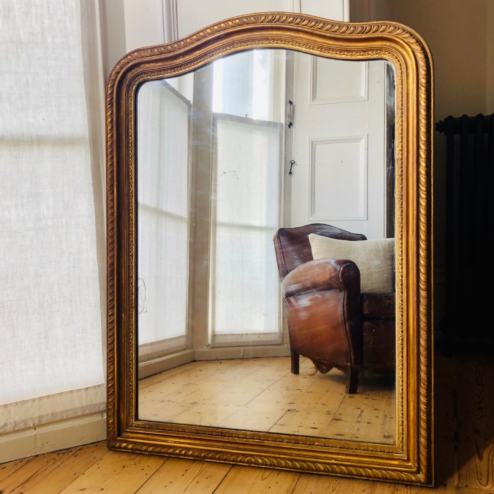 Antique French Louis Philippe gilt mirror c1860 - mercury glass View II