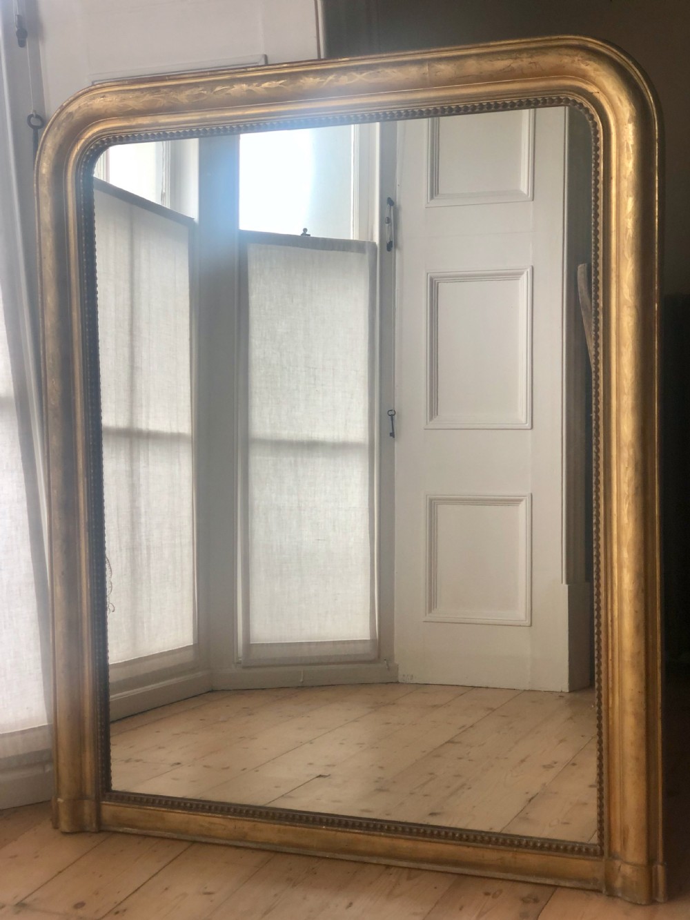 Wide antique French Louis Philippe mirror / overmantel View V