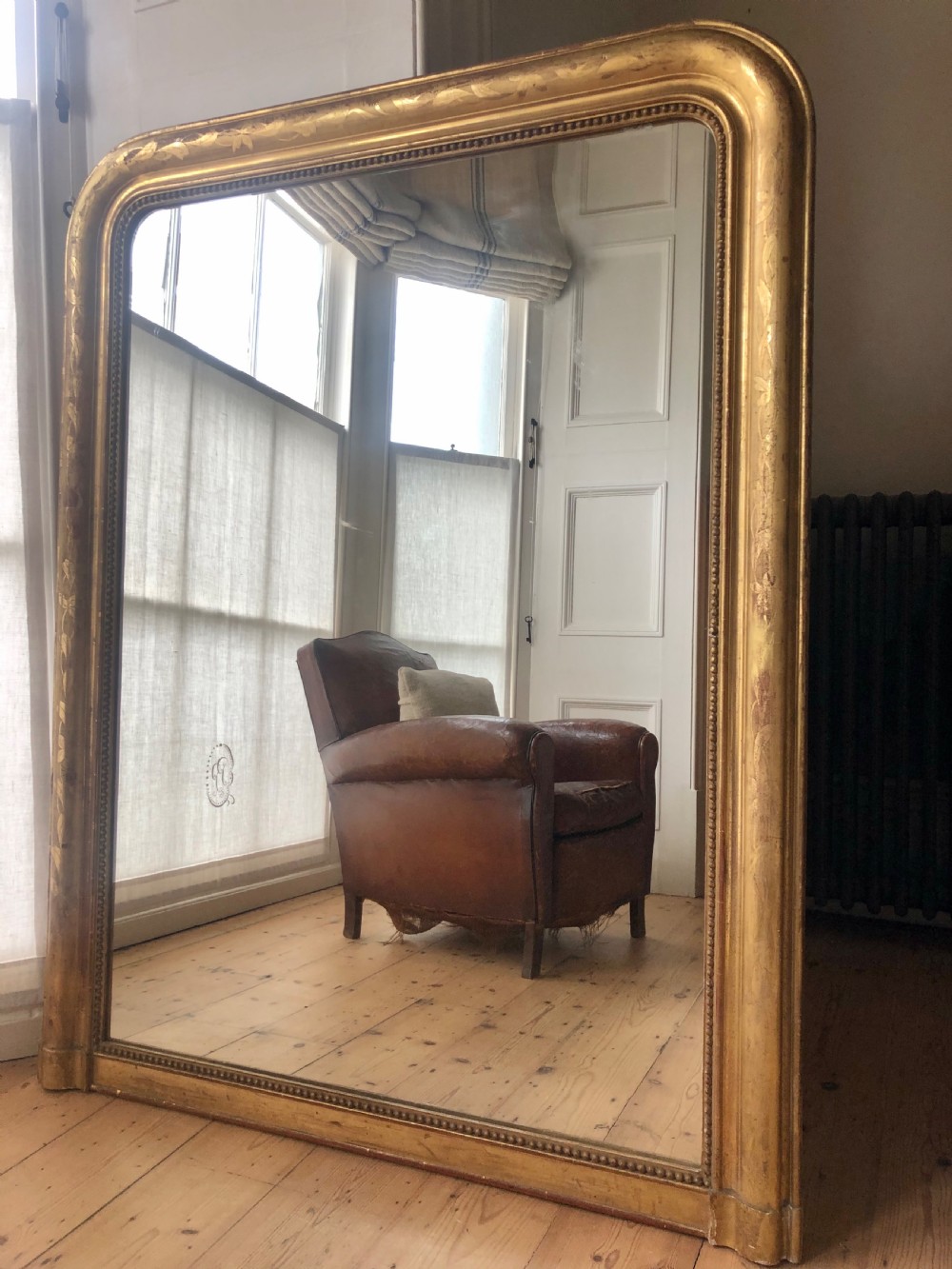 Large antique French Louis Philippe gilt mirror - CH. BUQUET PARIS. 
