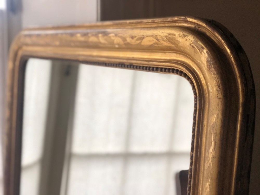 Large antique French Louis Philippe gilt mirror - CH. BUQUET PARIS.  View II