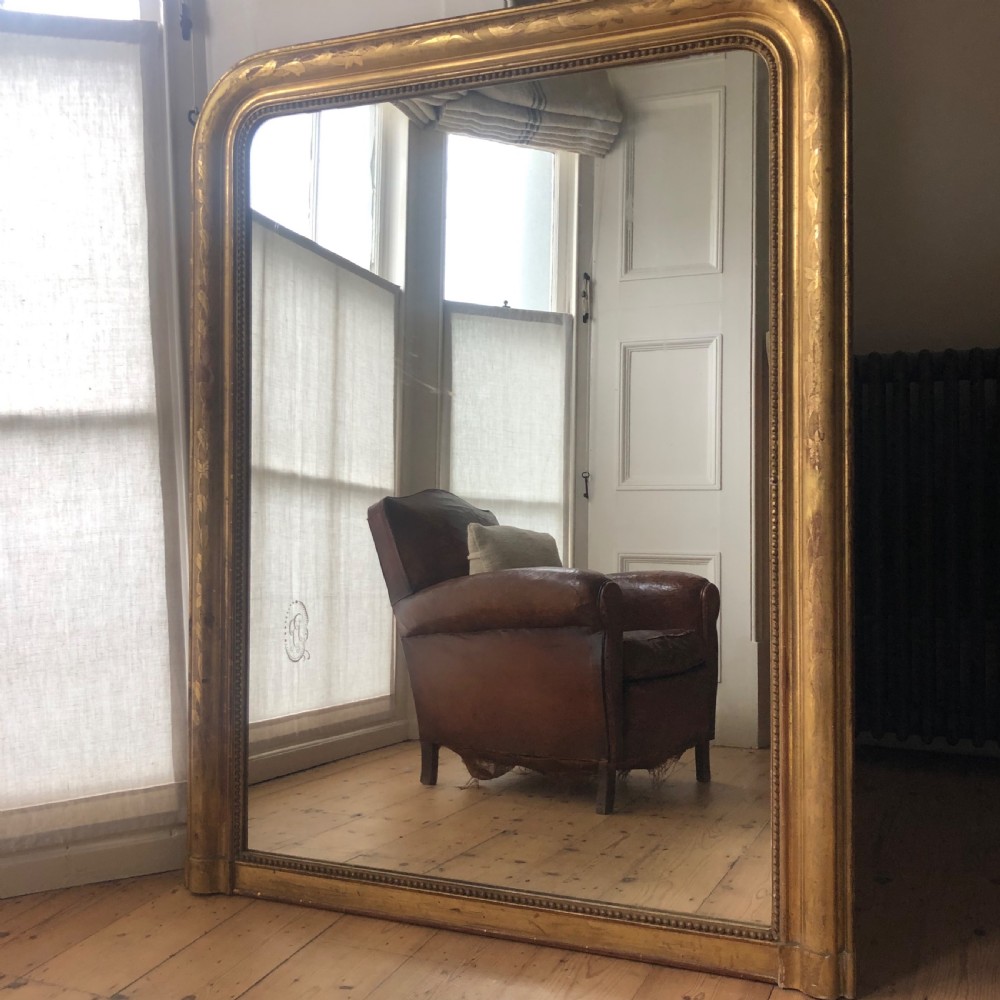 Large antique French Louis Philippe gilt mirror - CH. BUQUET PARIS.  View III