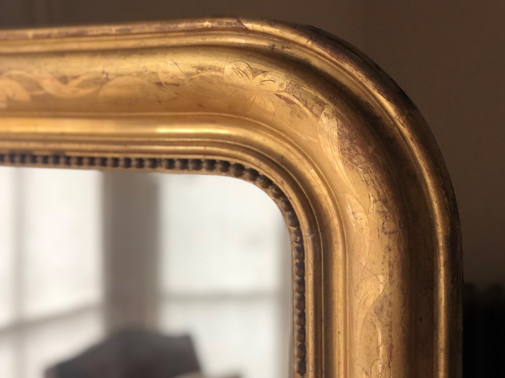 Large antique French Louis Philippe gilt mirror - CH. BUQUET PARIS.  View IV