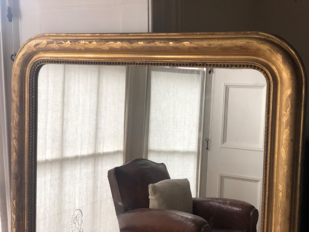 Large antique French Louis Philippe gilt mirror - CH. BUQUET PARIS.  View V
