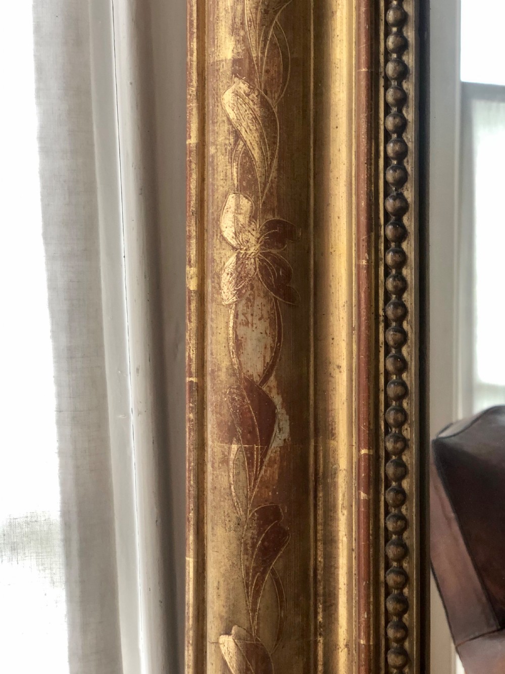Large antique French Louis Philippe gilt mirror - CH. BUQUET PARIS.  View VI
