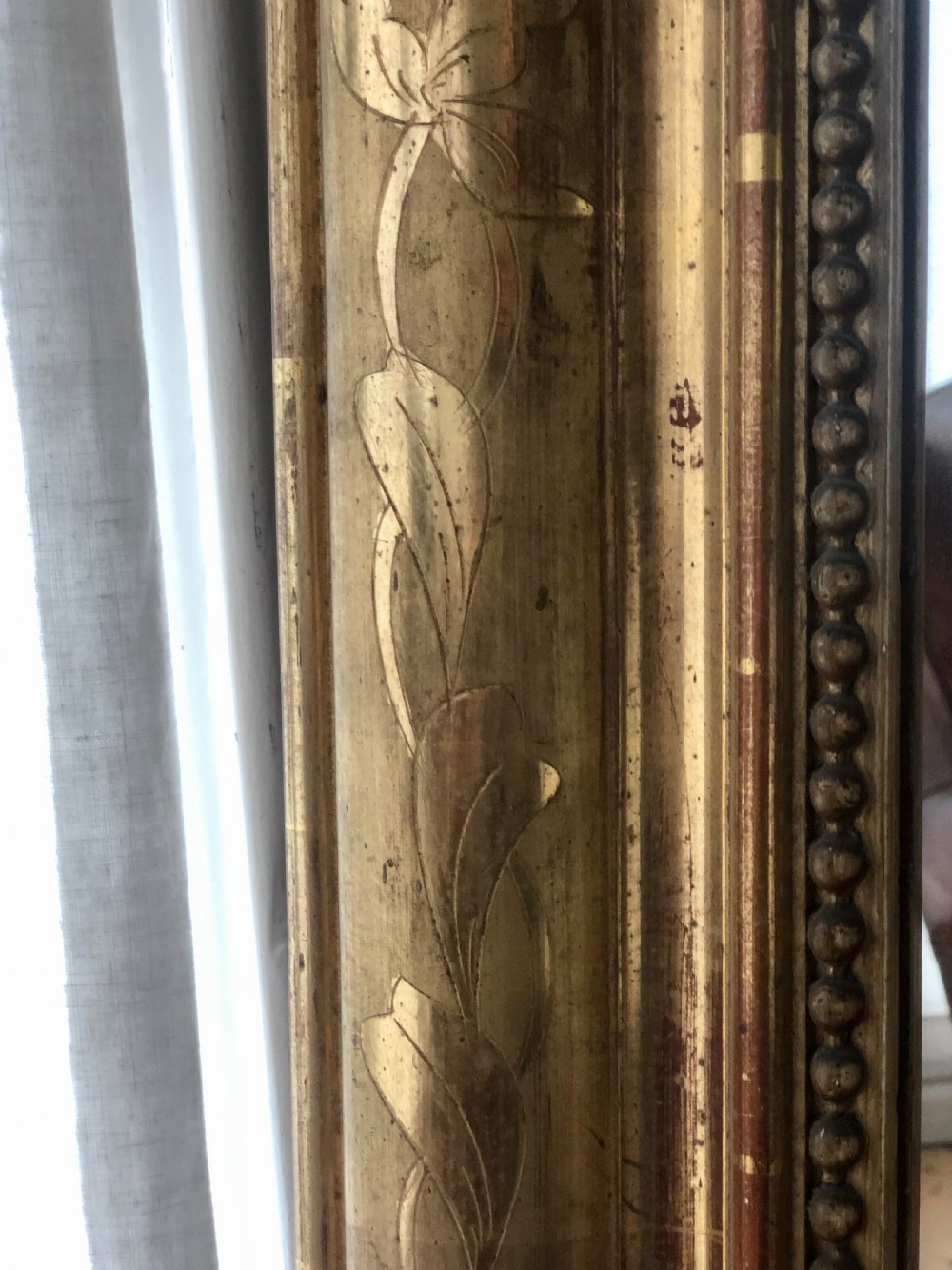 Large antique French Louis Philippe gilt mirror - CH. BUQUET PARIS.  View VII