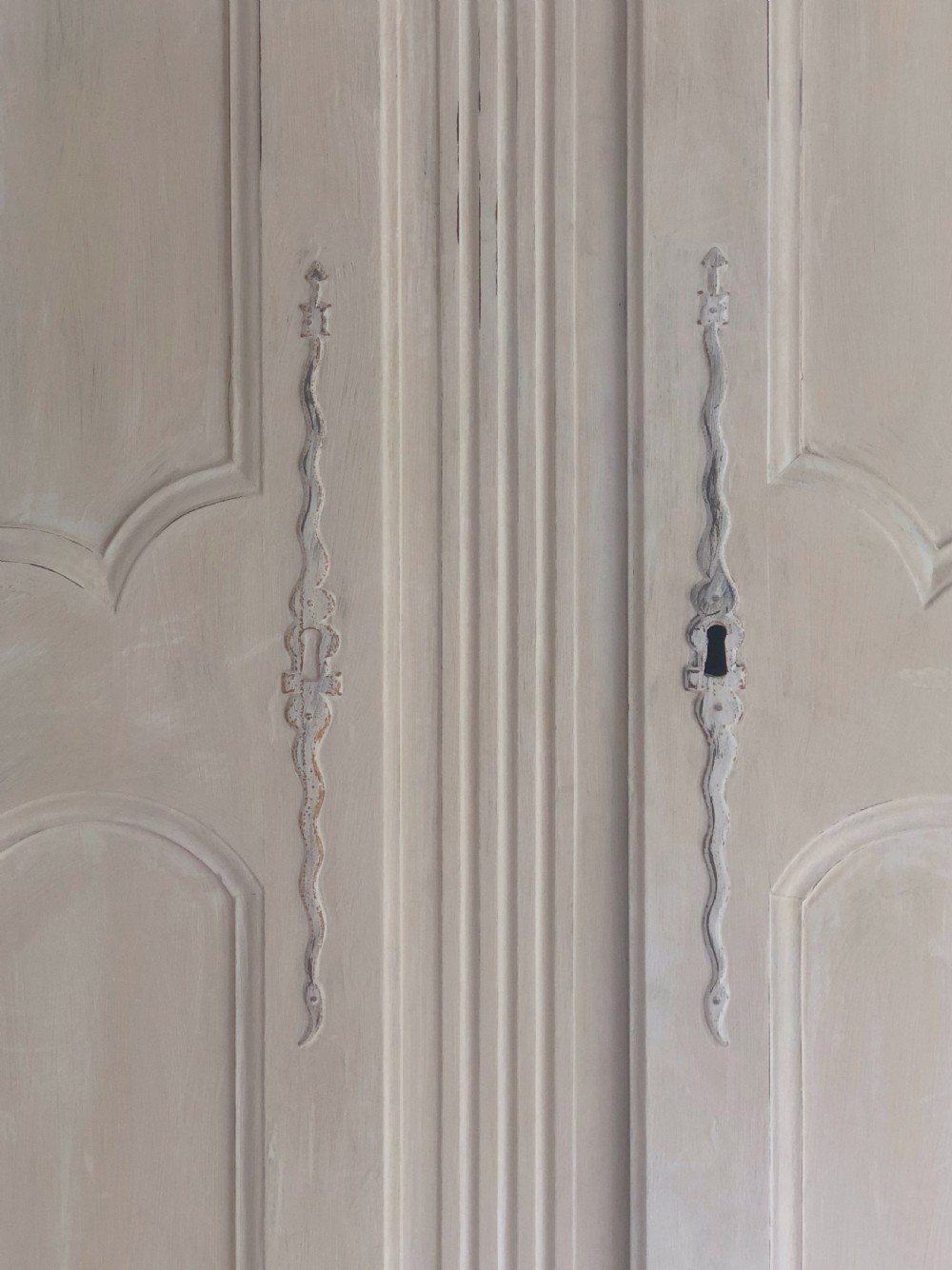 19th century French Antique French Painted armoire wardrobe with hanging rail View IV