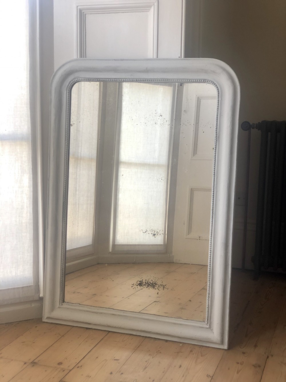 Antique French Louis Philippe painted mirror c1850 - foxed glass
