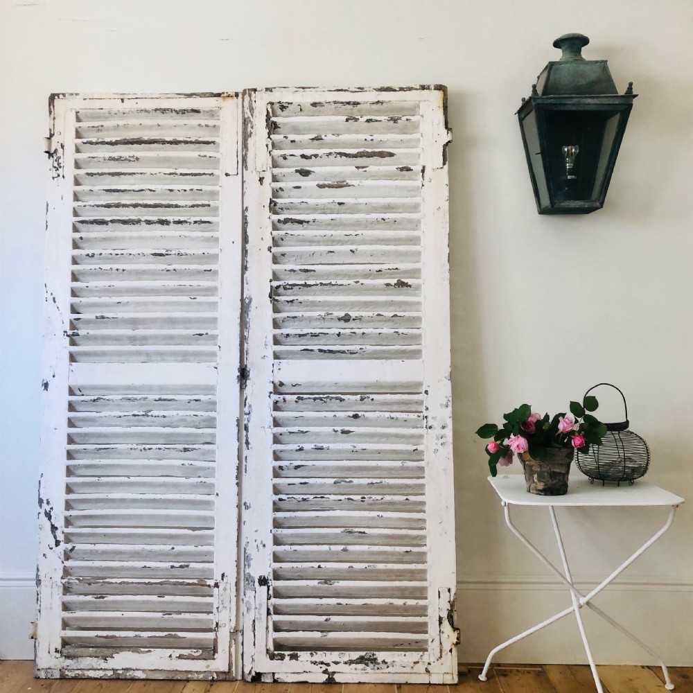 Antique French oak painted shutters