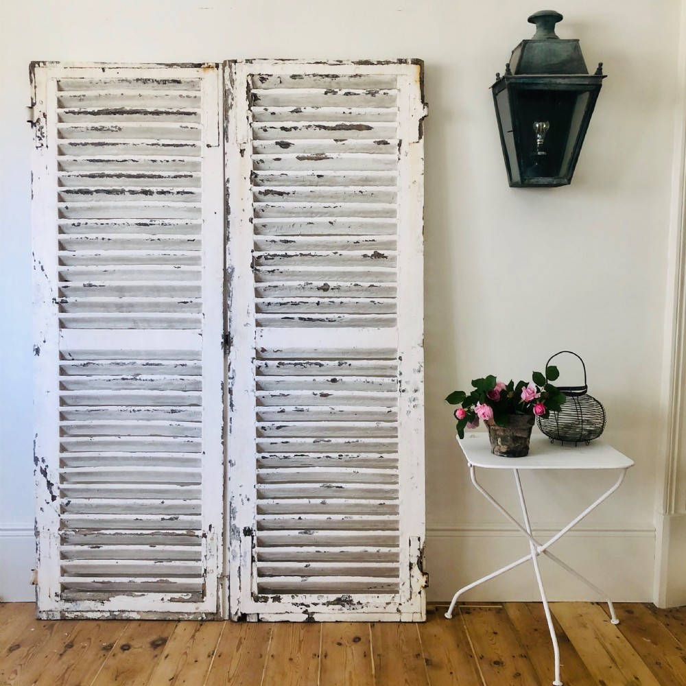 Antique French oak painted shutters View IV
