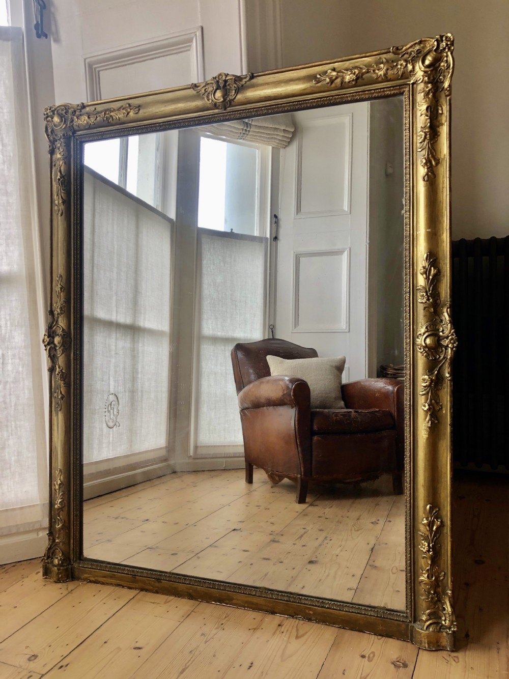 Large 19th century French antique mirror 