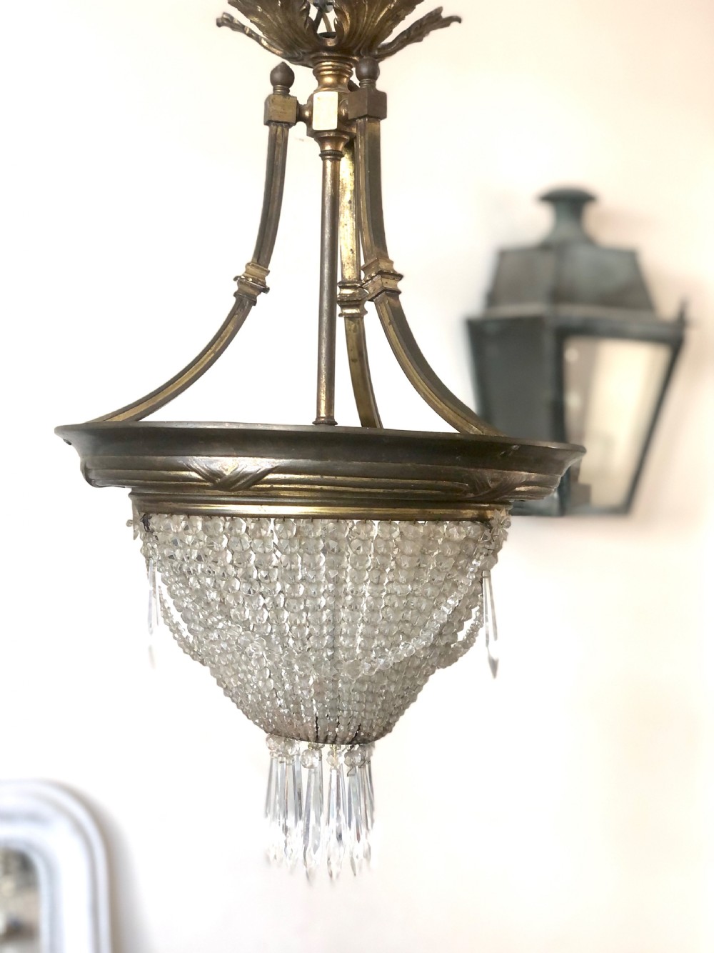19th century antique French Louis Philippe bag chandelier c1860