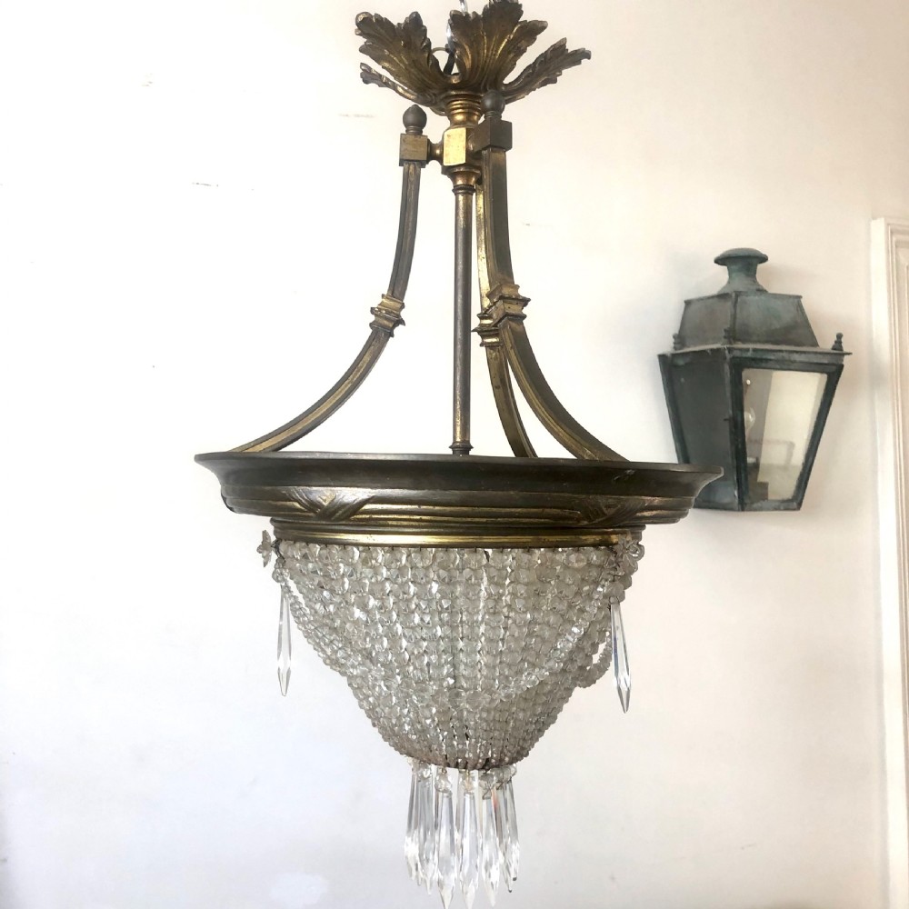 19th century antique French Louis Philippe bag chandelier c1860 View III
