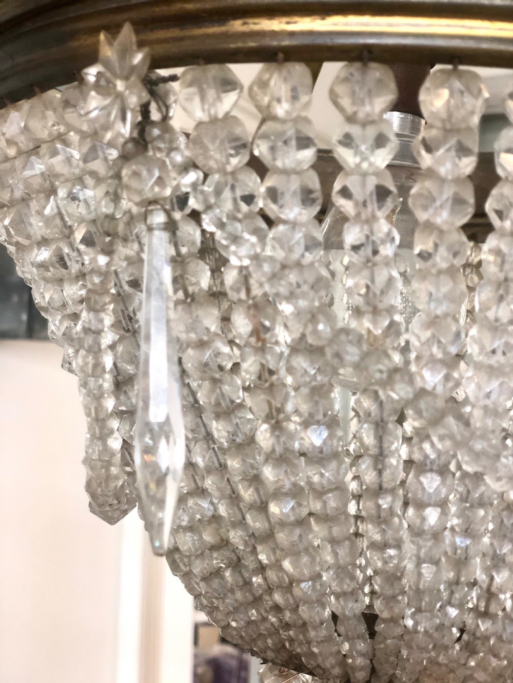 19th century antique French Louis Philippe bag chandelier c1860 View IV
