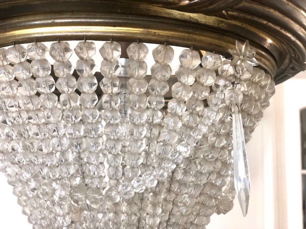 19th century antique French Louis Philippe bag chandelier c1860 View V