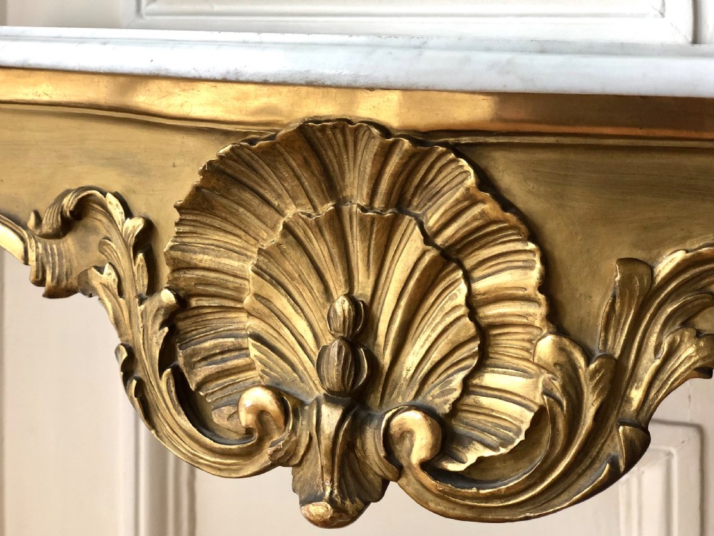 19th century antique French gilt and marble console table View II