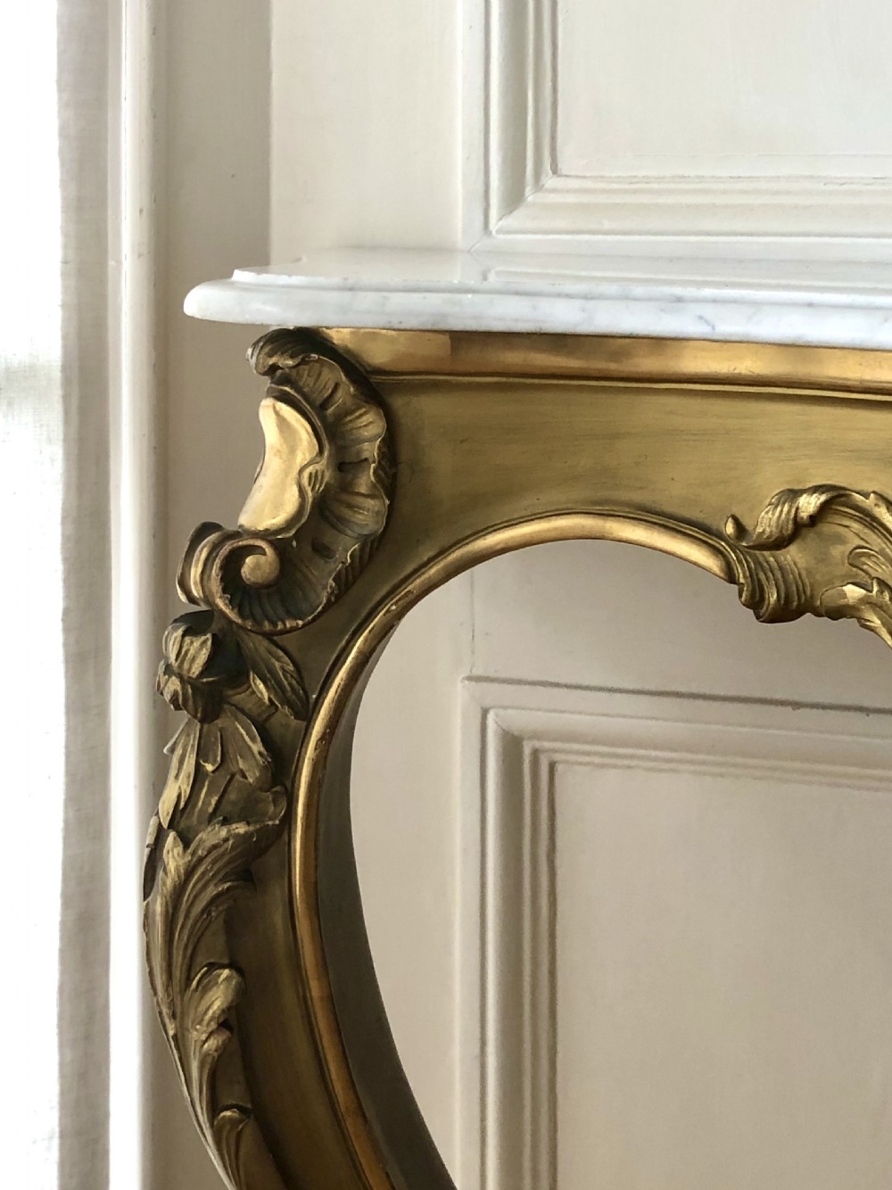 19th century antique French gilt and marble console table View III