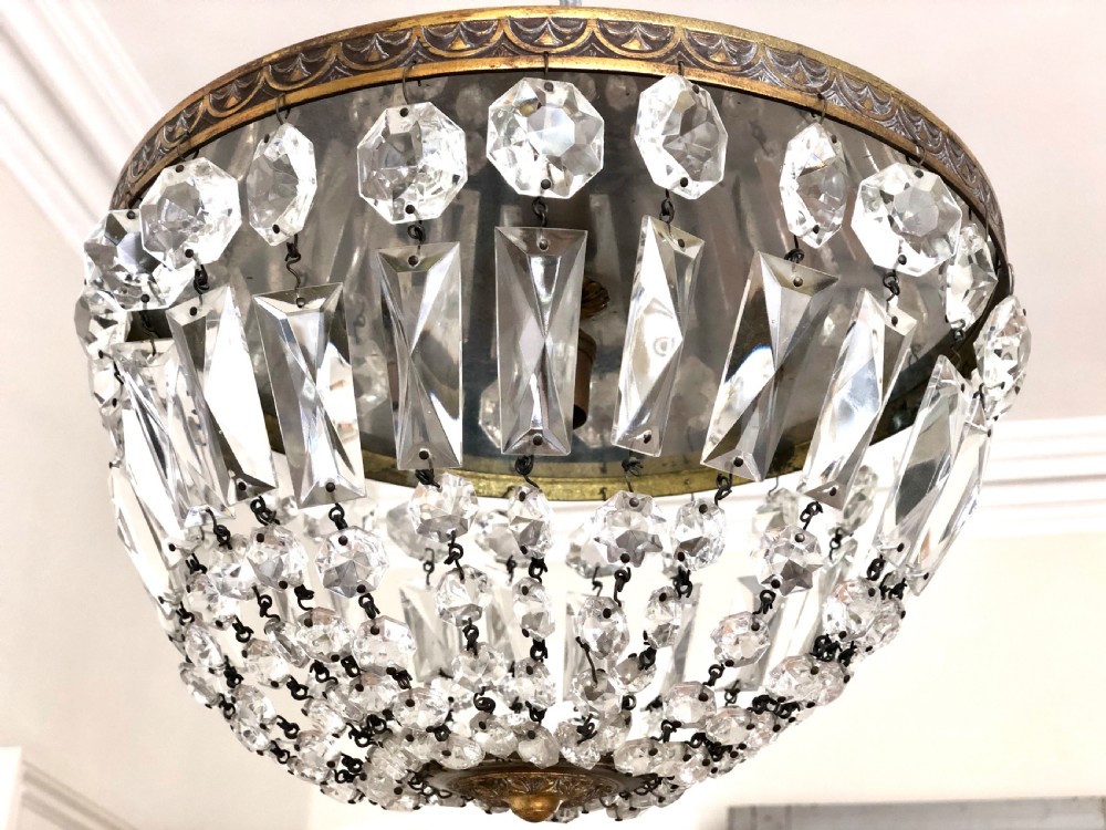 Antique French crystal bag chandelier 