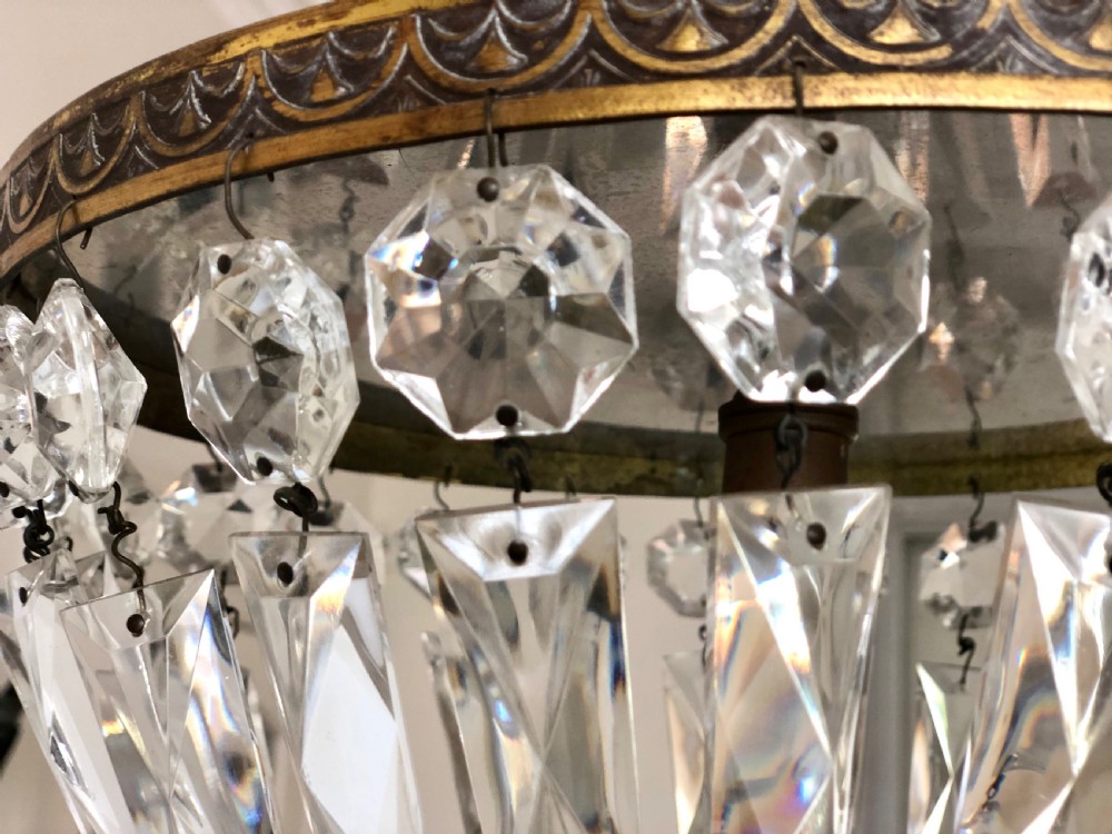 Antique French crystal bag chandelier  View II