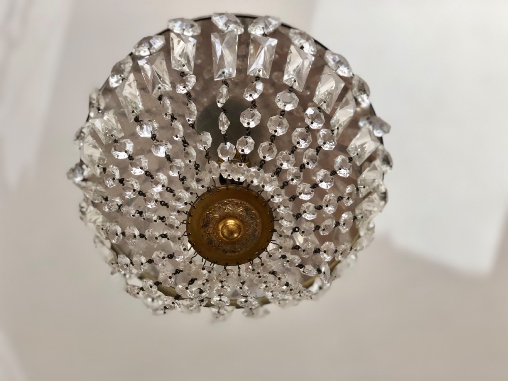 Antique French crystal bag chandelier  View III