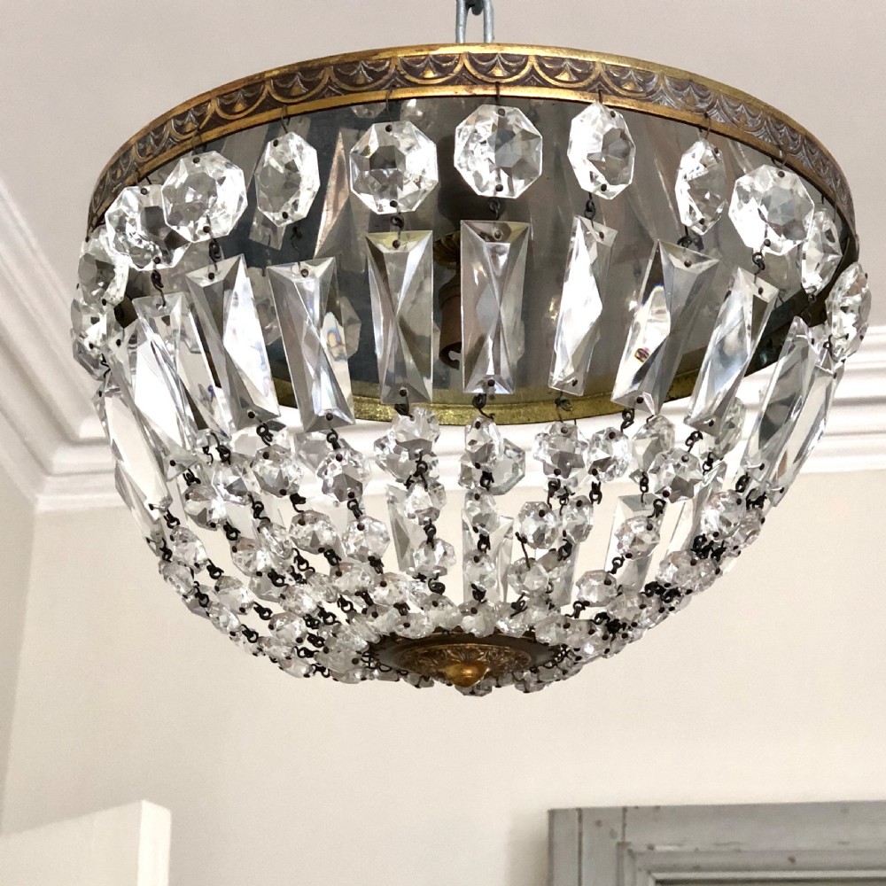 Antique French crystal bag chandelier  View V
