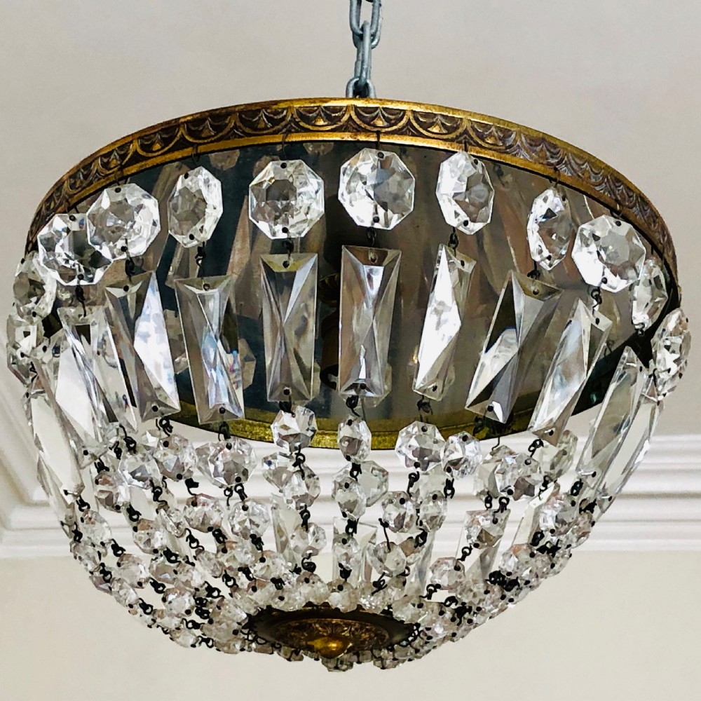 Antique French crystal bag chandelier  View VI