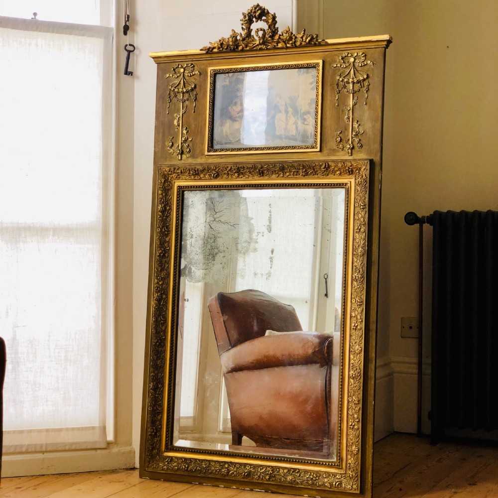 19th century French antique gilt trumeau mirror  View II