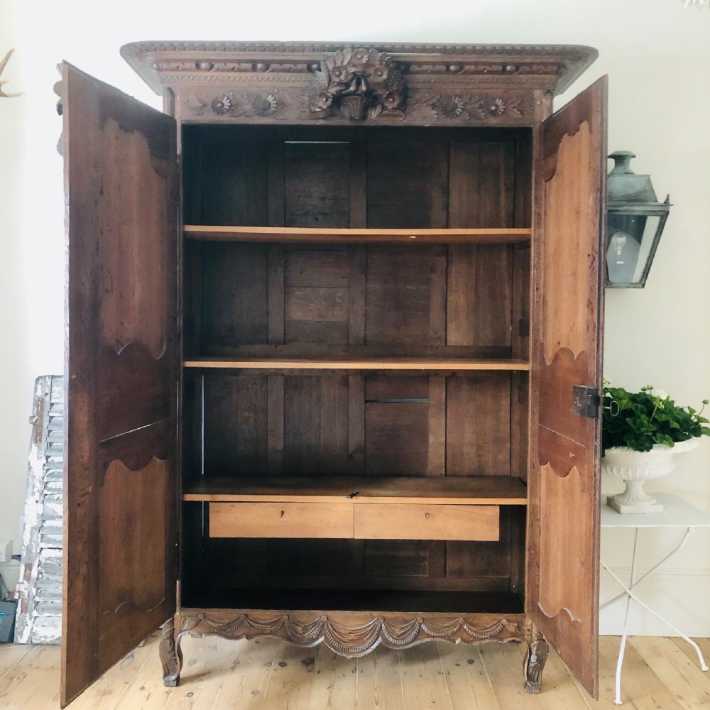 19th century French antique oak armoire wardrobe  View IV