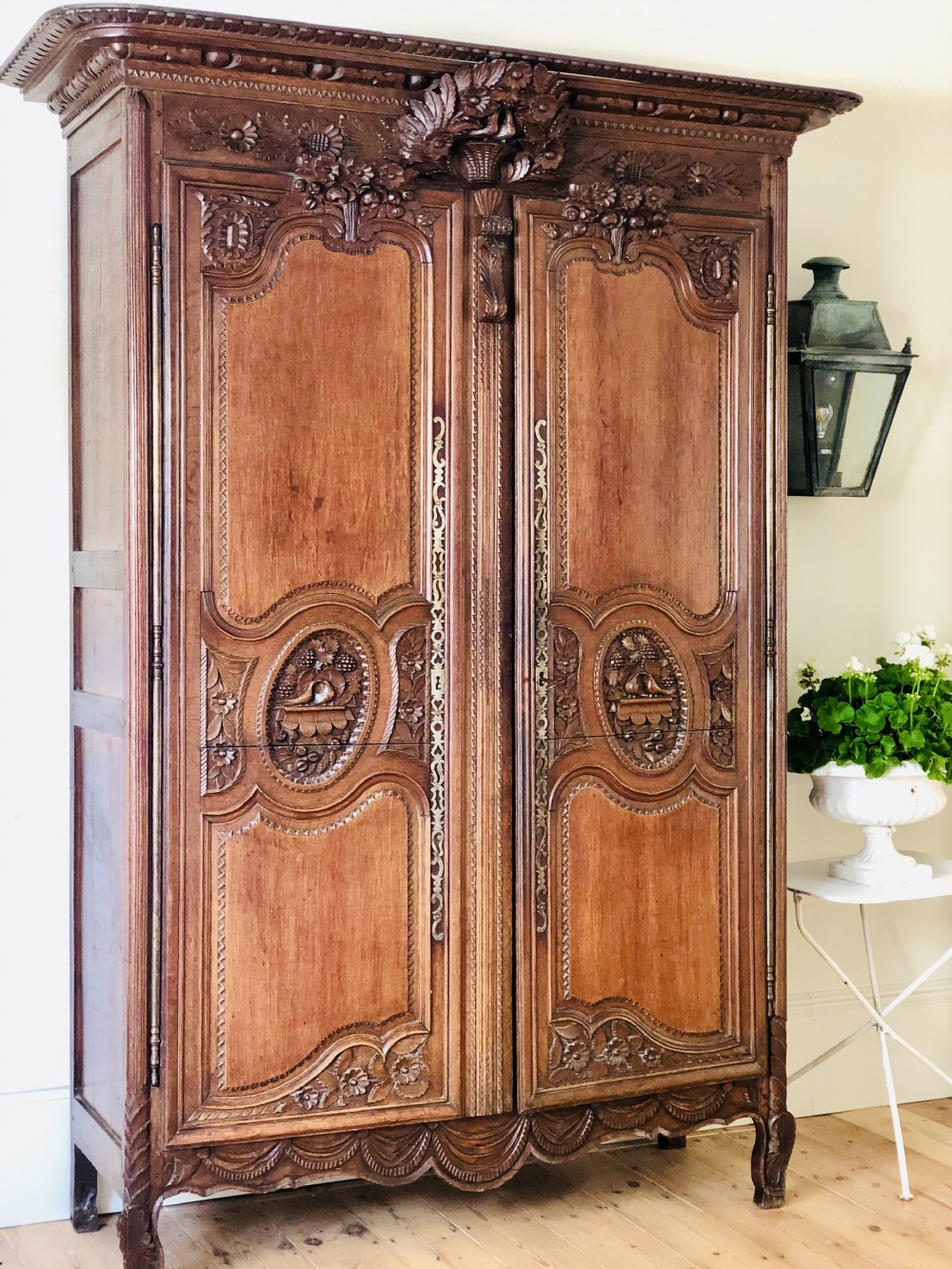 19th century French antique oak armoire wardrobe 