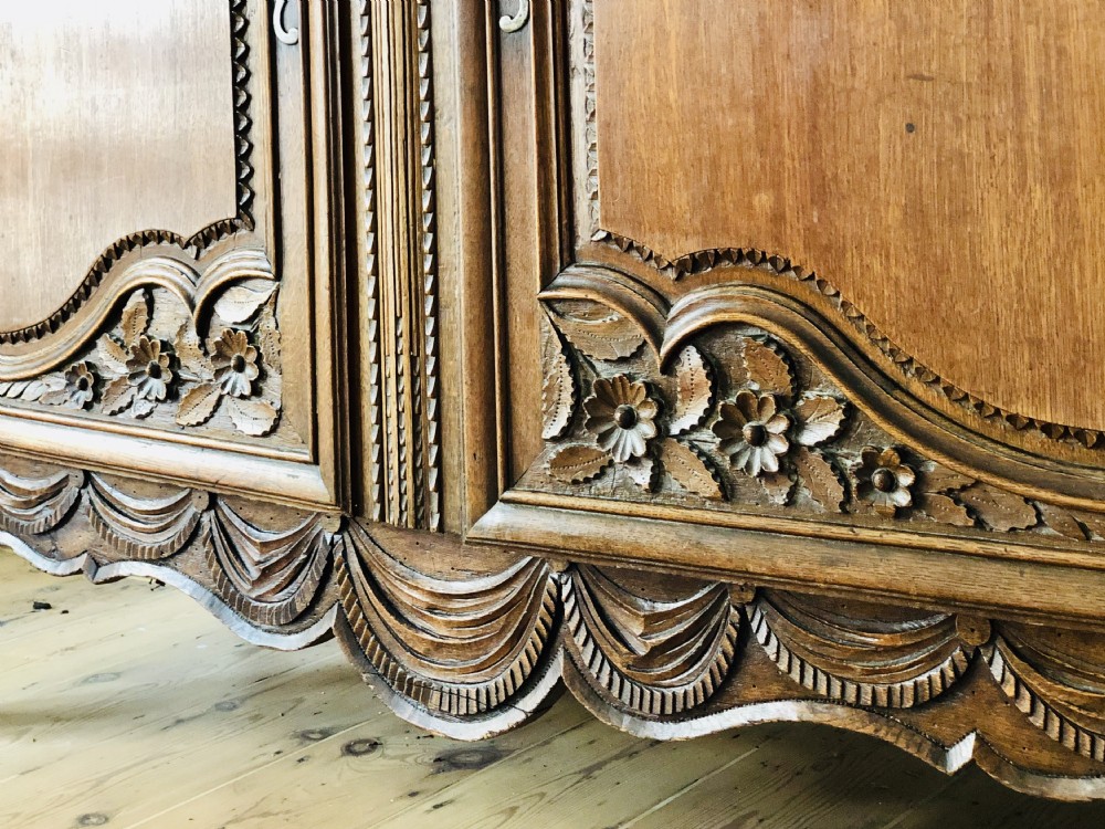 19th century French antique oak armoire wardrobe  View V
