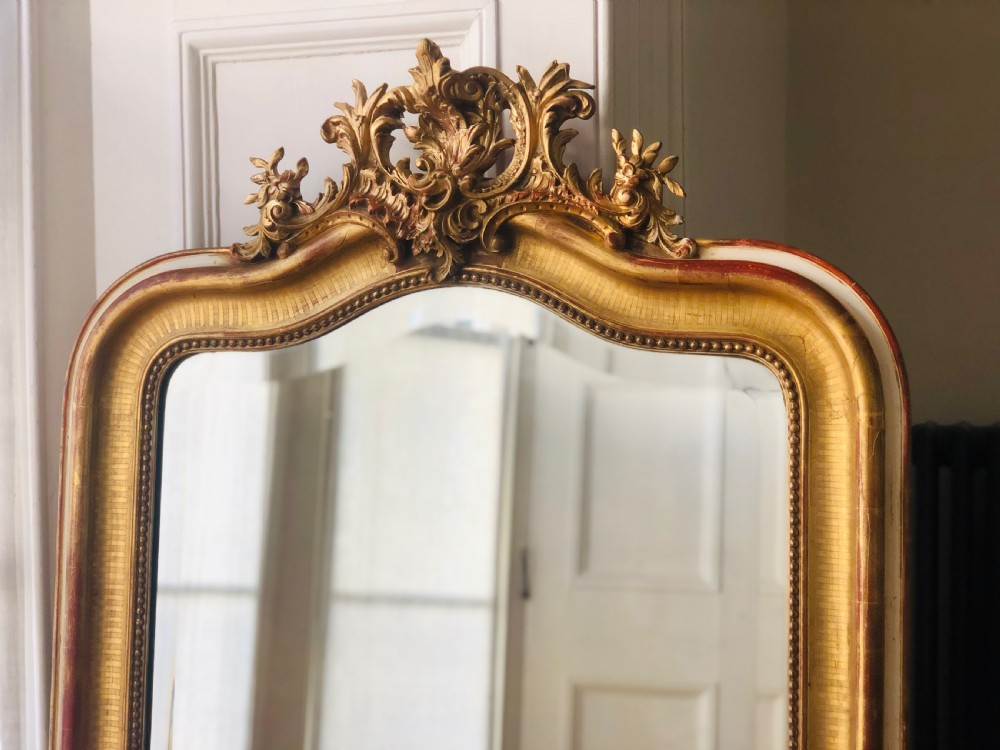 19th century antique French Louis XV gilt mirror - bevelled glass View II