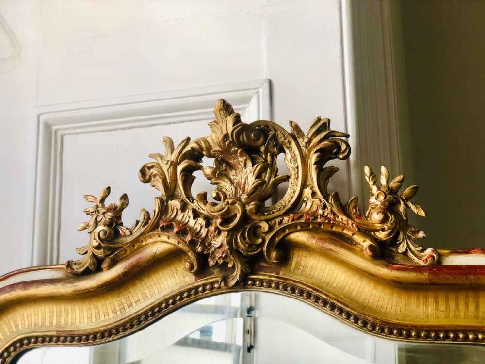 19th century antique French Louis XV gilt mirror - bevelled glass View III