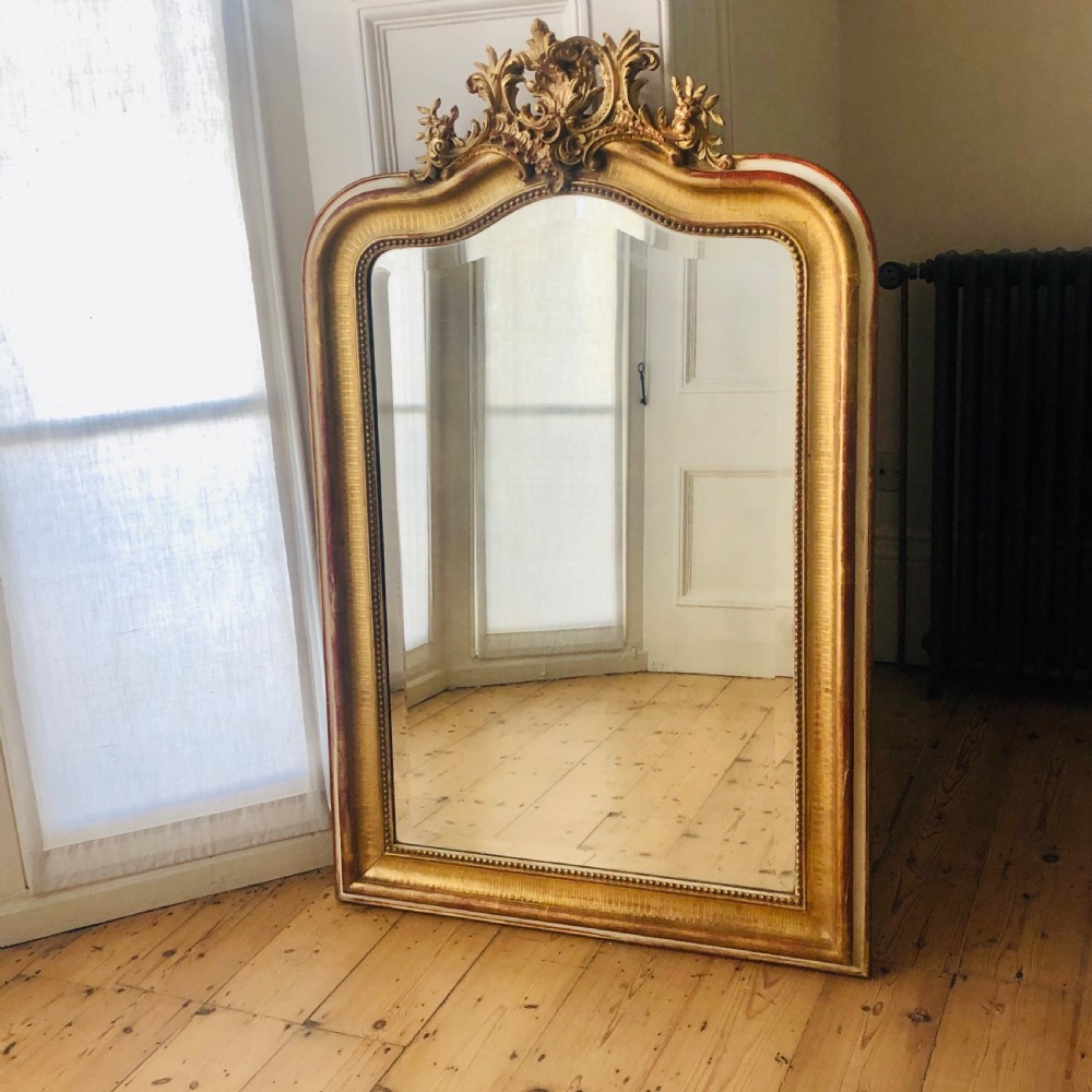 19th century antique French Louis XV gilt mirror - bevelled glass View VI