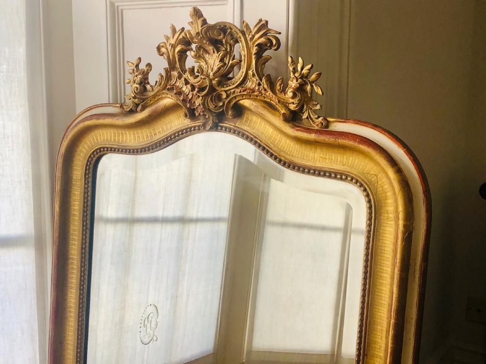 19th century antique French Louis XV gilt mirror - bevelled glass View VII