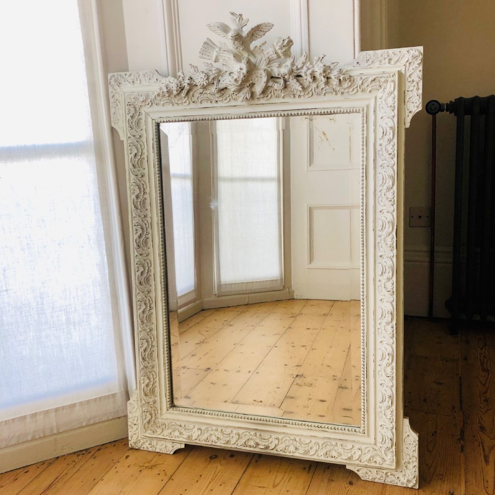 19th century antique French Louis XV painted mirror - bevelled glass  View II