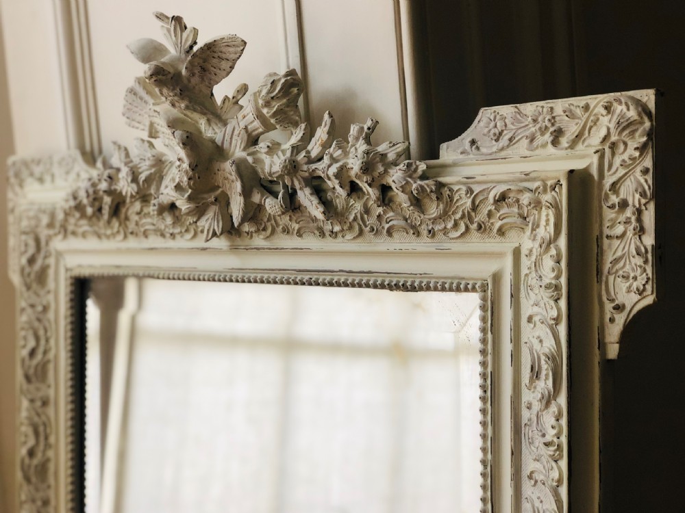 19th century antique French Louis XV painted mirror - bevelled glass  View VIII