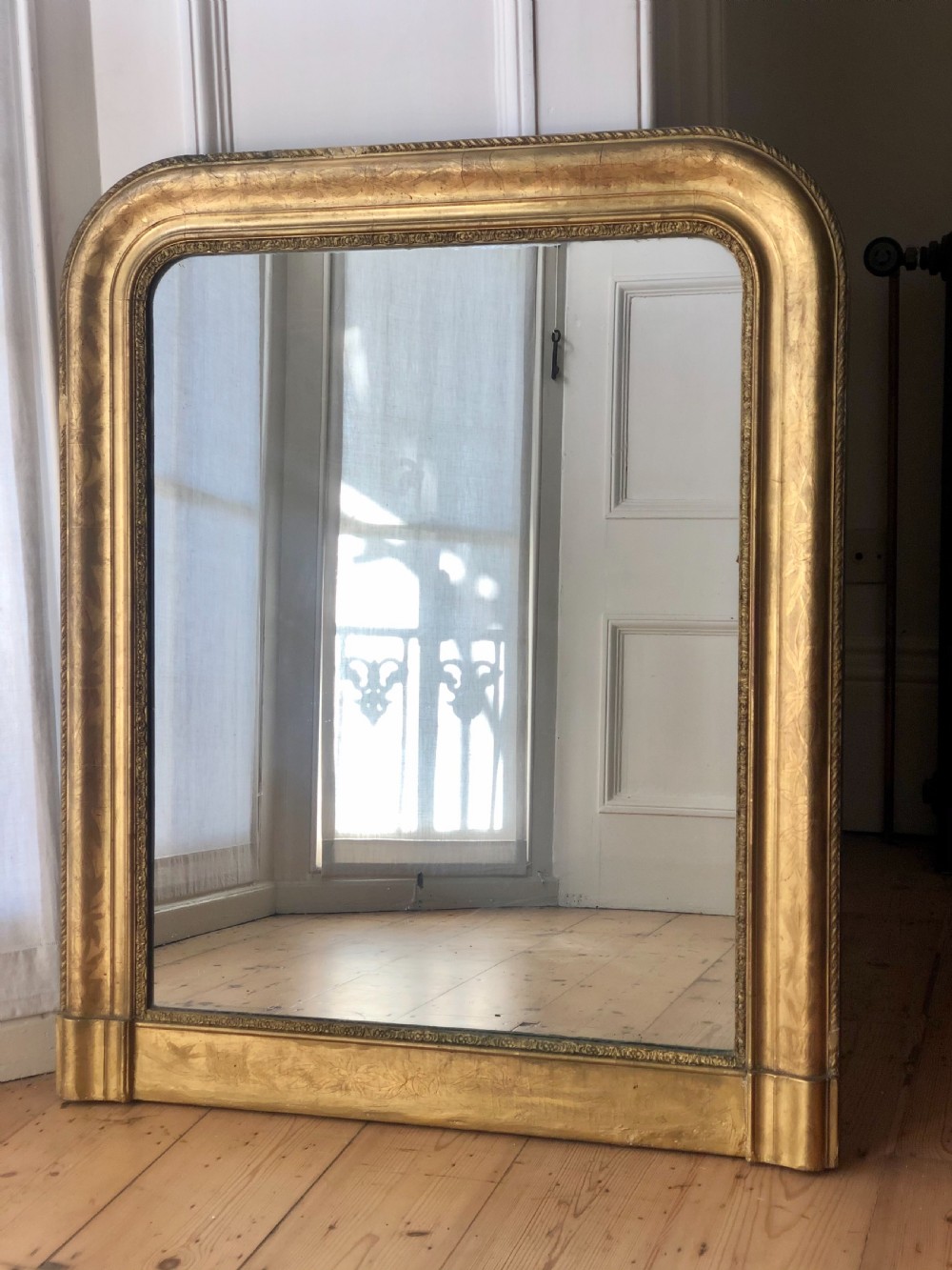 Antique French gilt Louis Philippe mirror c1860 - mercury glass 