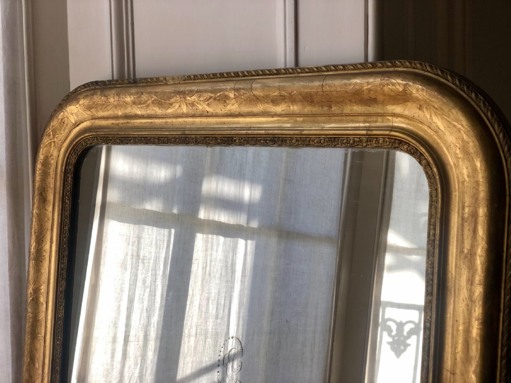 Antique French gilt Louis Philippe mirror c1860 - mercury glass  View II